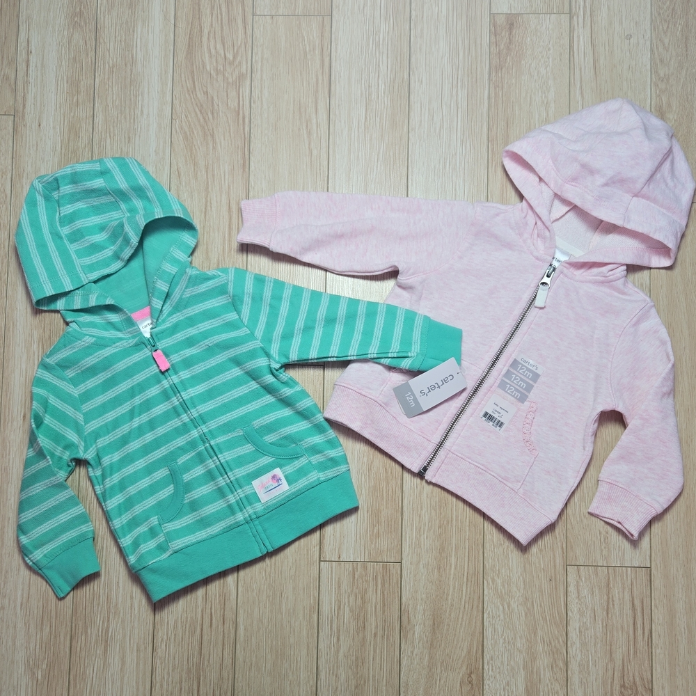 Kids' Striped Hoodie Set - Mint Green and Light Pink